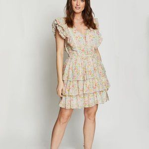 Love the Label Ines Ivory Ruffle Floral Dress Large